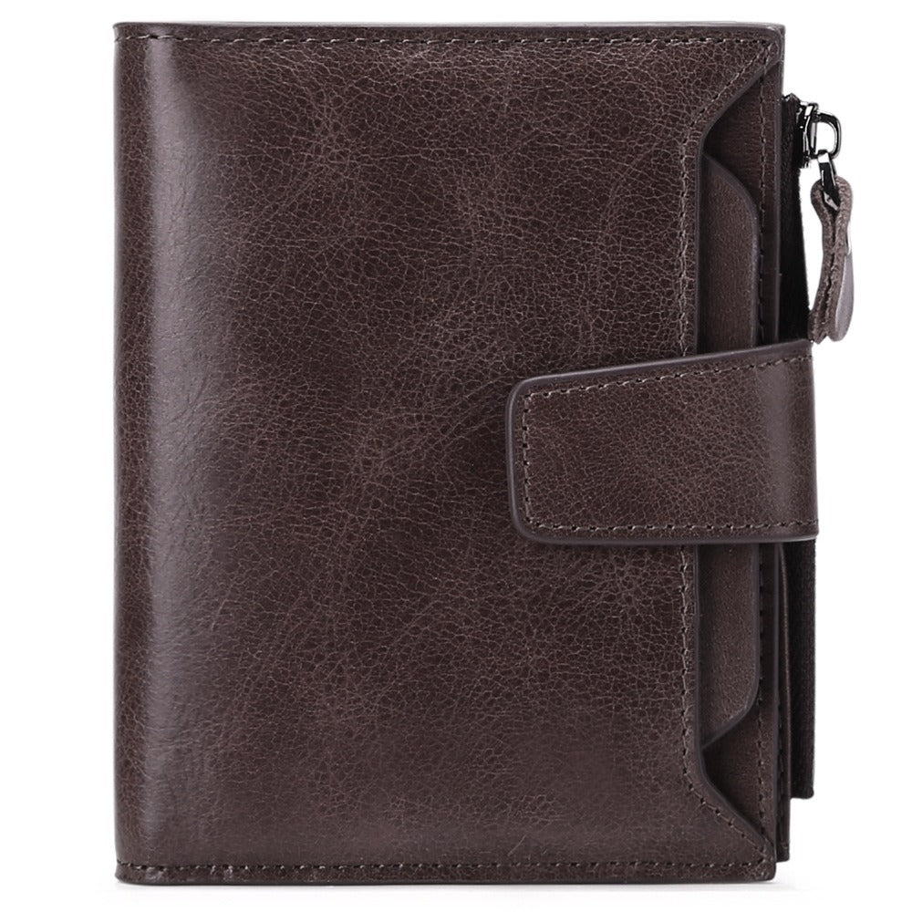 Men's Genuine Cowhide Leather Wallet Stylish Casual Design 14 Card Slots Gift