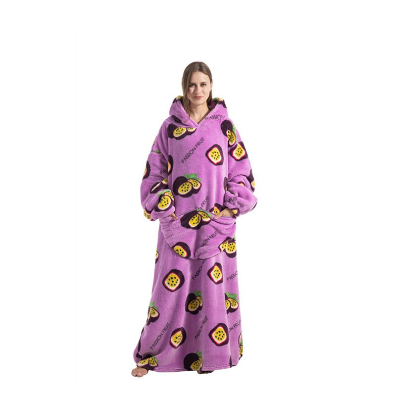 Oversized Blanket Hoodie Adults Ultra-Soft Warm Long Hooded Fleece Pockets