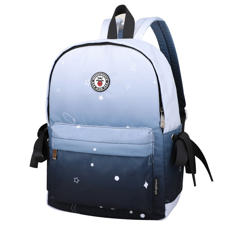 Junior High School Backpack Gradient Bow Spacious Lightweight Durable Girls Bag