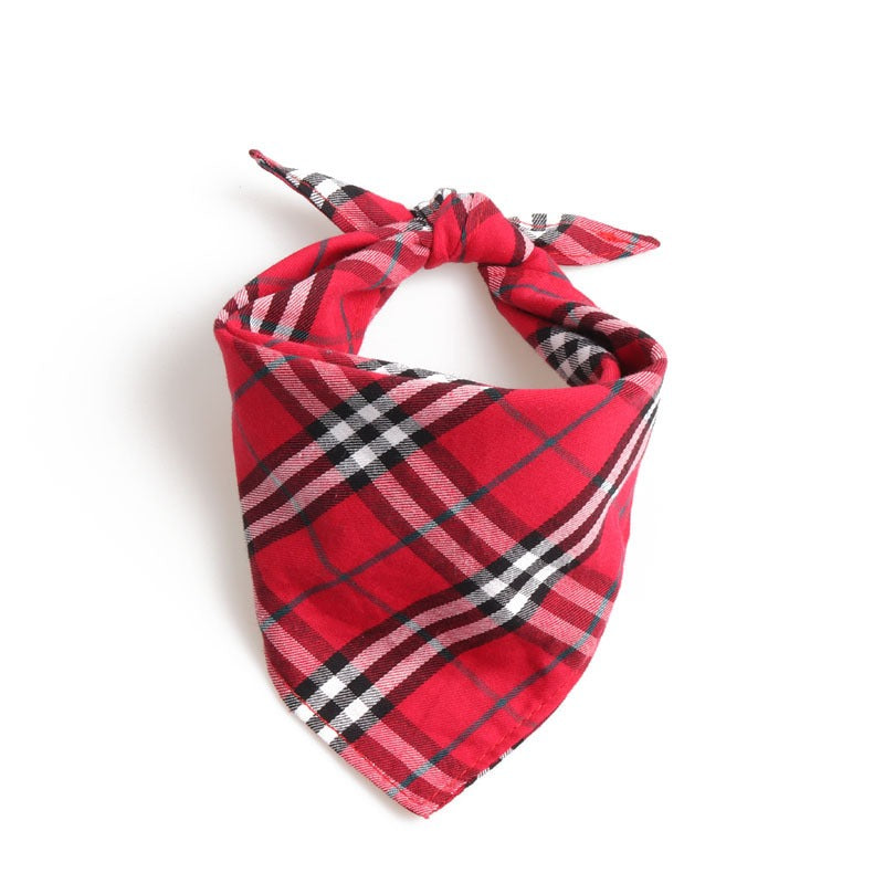 Plaid Dog Bandana Double Layer Pet Scarf Soft Cloth Material Accessories Pets