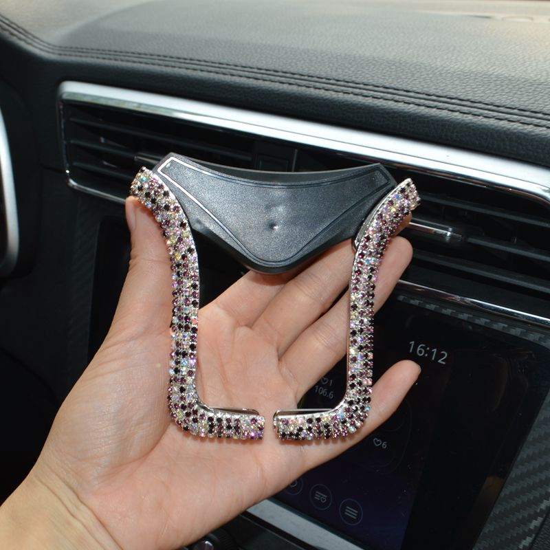 Universal Car Phone Holder Rhinestone Air Vent Mount Secure Adjustable Support