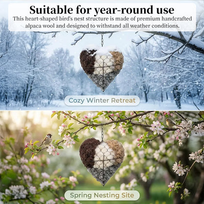 Heart-Shaped Outdoor Garden Bird Nest Weatherproof Unique Yard Art Decoration