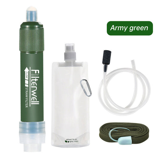 4000L Water Purification Filtration Portable Camping Filter Straw 480ml Bag Survival Kit