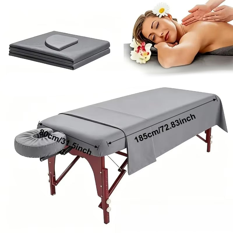Massage Table Sheet Set 3 Piece Fitted Flat Face Cradle Cover Elastic Edges