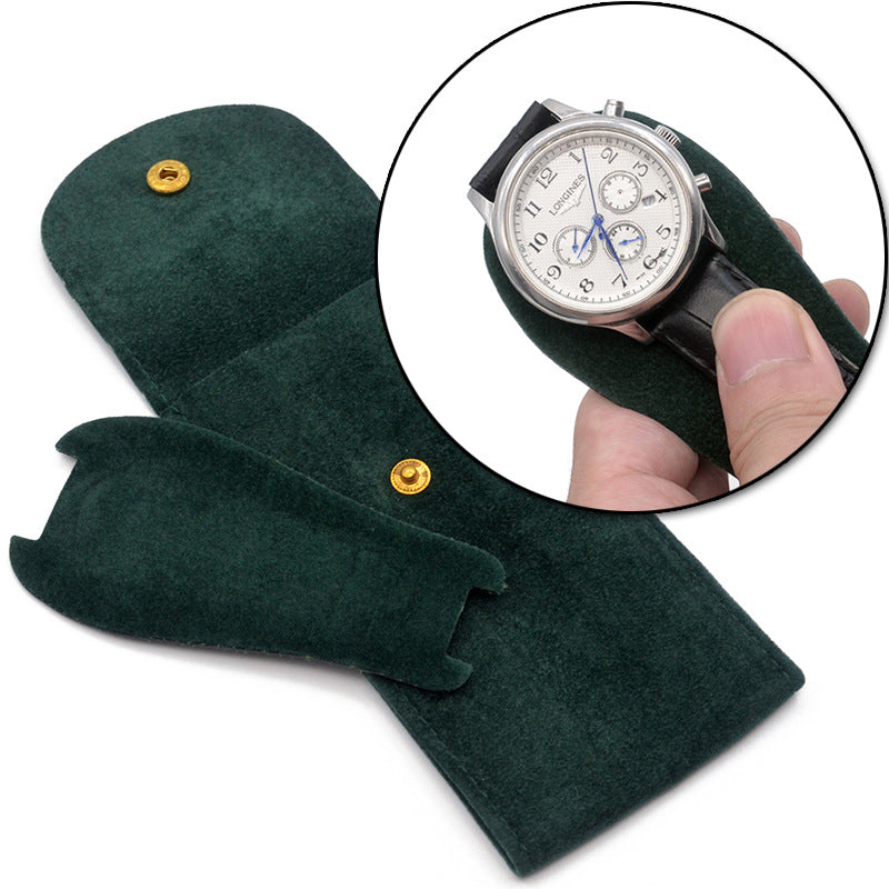 Velvet Snap Button Watch Pouch Thickened Mechanical Case Scratch Resistant Bag