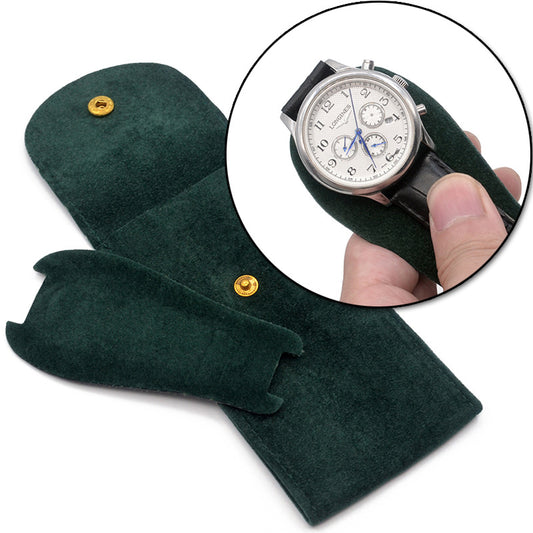 Velvet Snap Button Watch Pouch Thickened Mechanical Case Scratch Resistant Bag