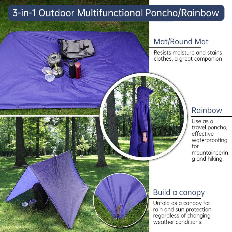 Unisex Lightweight Waterproof Hooded Rain Poncho for Hiking Fishing Climbing
