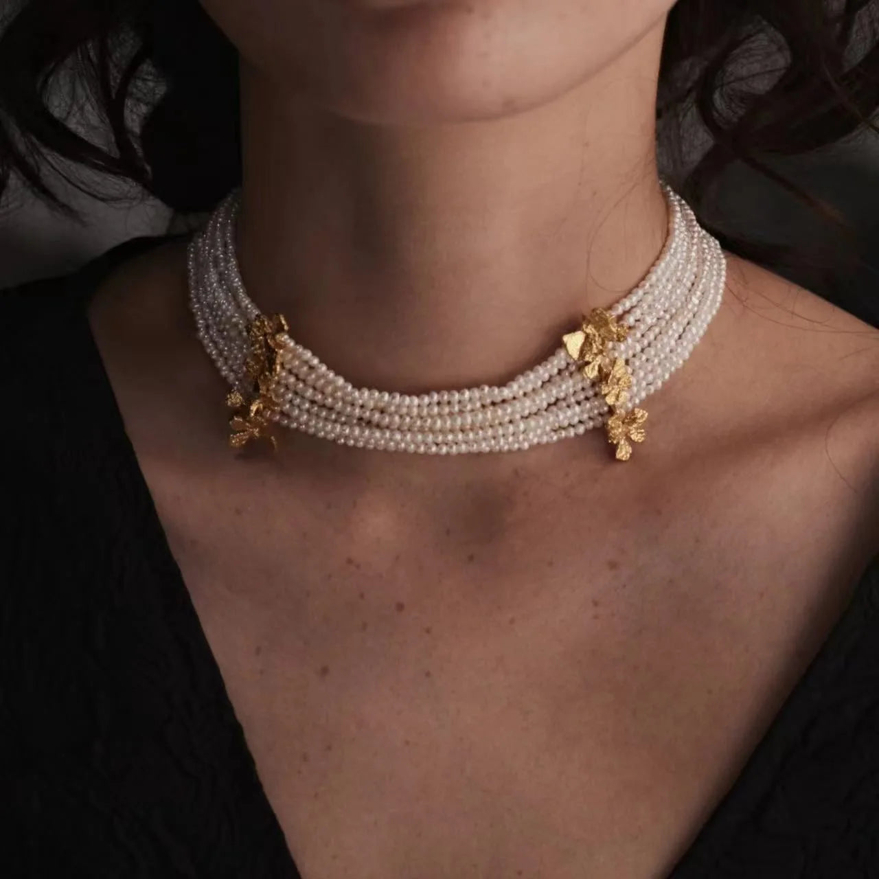 Vintage Freshwater Pearl Choker Necklace Adjustable Length Luxury 33-40cm Fit