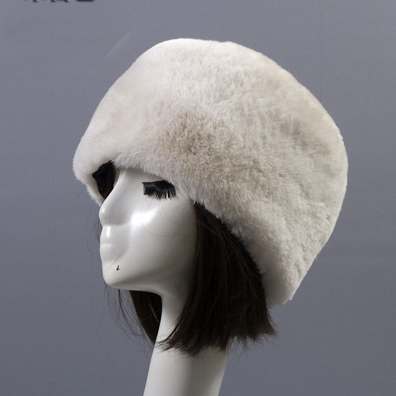 Winter Faux Fur Flat Top Hat Warm Brimless Acrylic Womens Hats Plush Russian