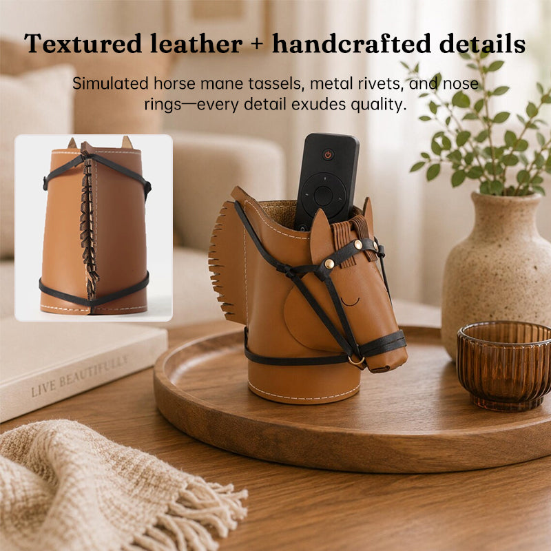 PU Leather Horse Head Storage Box Makeup Organiser Desk Table Jewellery Holder