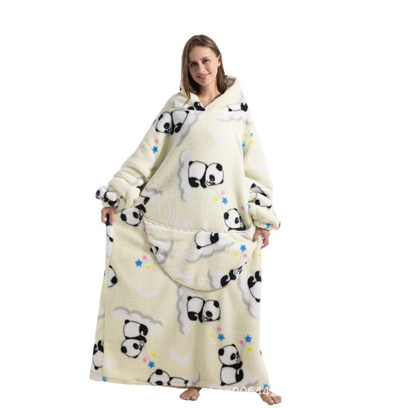 Oversized Blanket Hoodie Adults Ultra-Soft Warm Long Hooded Fleece Pockets
