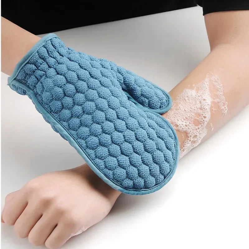 4-Piece Bathroom Kit Large Exfoliating Gloves Elastic Bath Towels Long Lasting