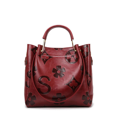 Large Capacity Women's Embossed Tote Bag Maternity Bucket Bag Fashion Accessory