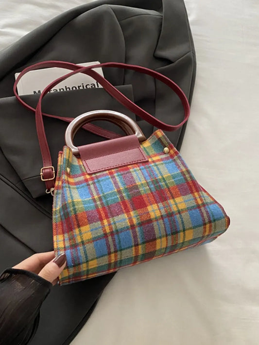 Trapezoid Crossbody Bag Polyester PU Adjustable Shoulder Strap Secure Zip Closure