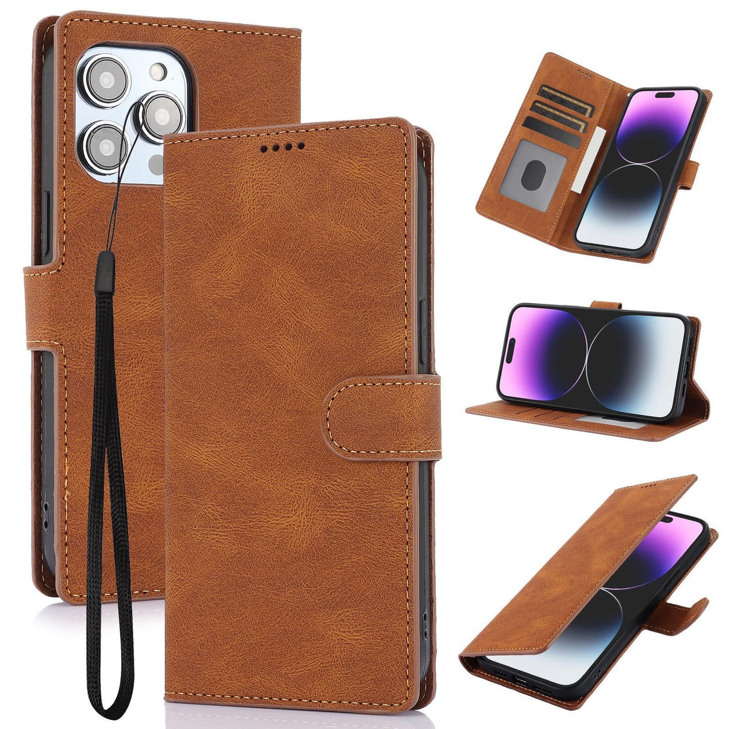 Leather Flip Wallet Case For Apple iPhone 16 15 14 13 12 11 Pro Max Cover Protection
