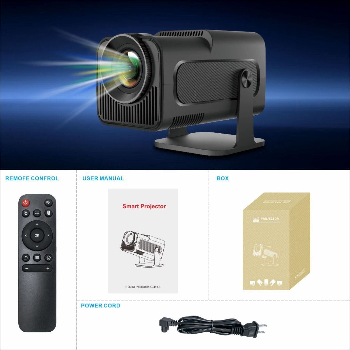 HY320 Mini Ultra HD 720P Android 11 Smart Home Projector Exceptional Quality 60W