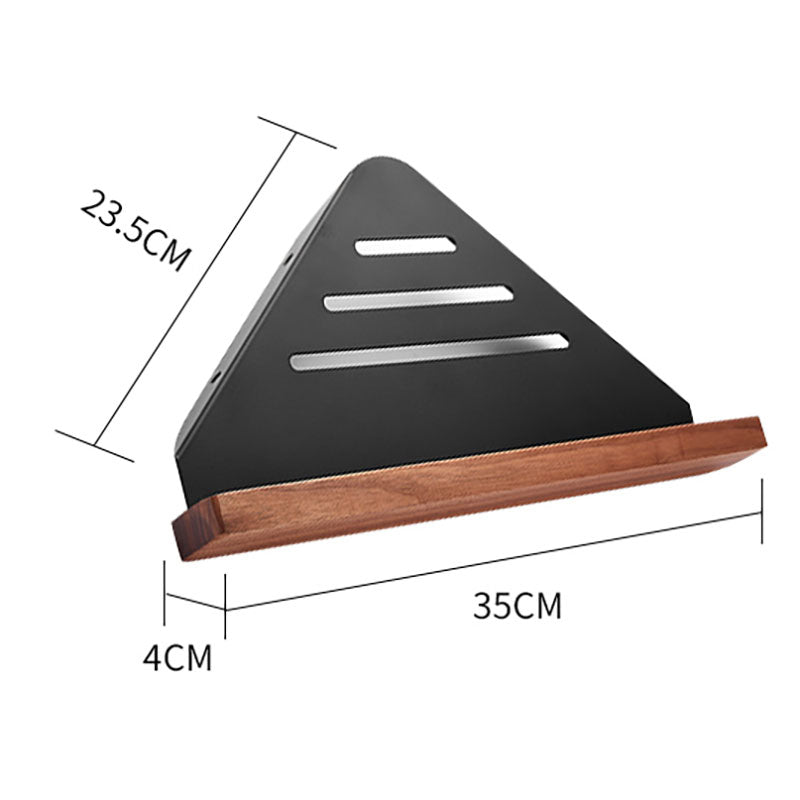 Bathroom Corner Shelf Rack Wood Aluminium Right Angled Triangle 35cm Single