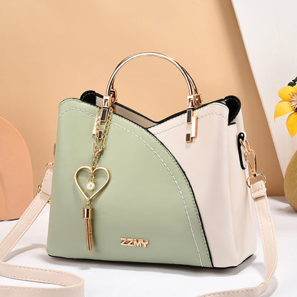 Korean Style Colour Block Trendy Women Handbag Spacious Large Storage Capacity