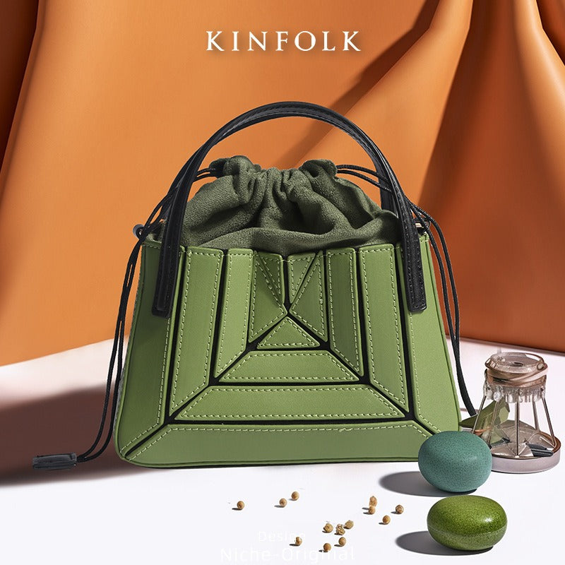 Colourful Geometric PU Leather Mini Handbag Compact Crossbody Tote Fashion