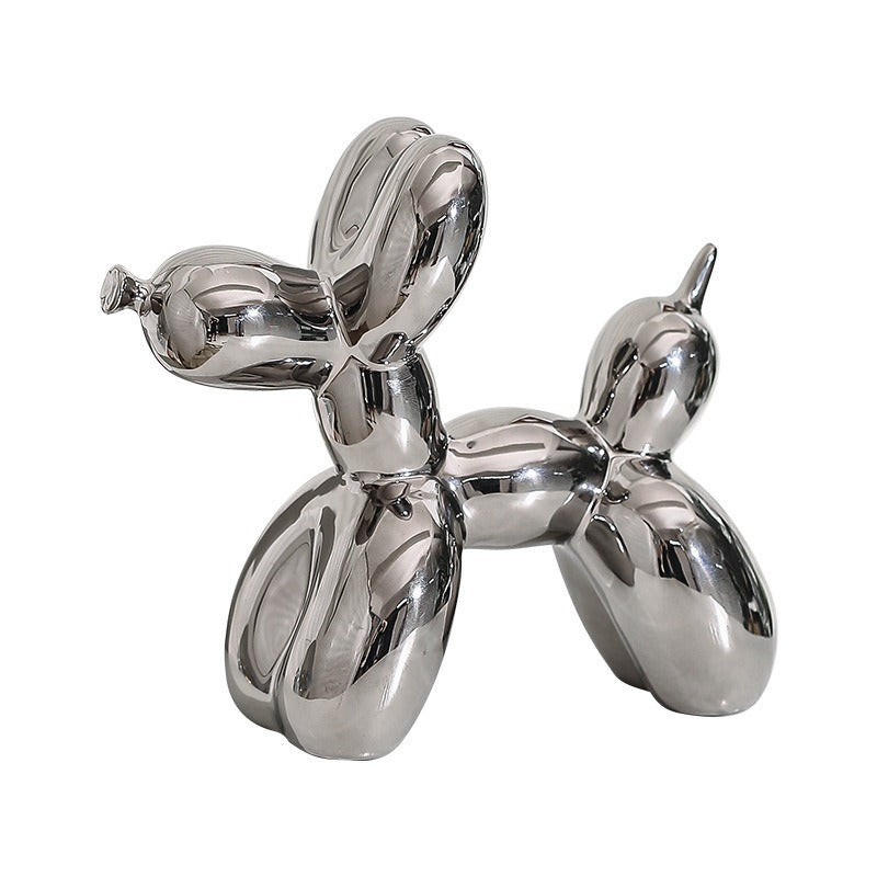 Ceramic Balloon Dog Figurine Decorative Sculpture L20cm H18cm Multiple Colours