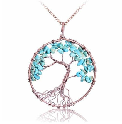 5CM Tree Of Life Crystal Natural Stone Pendant Necklace