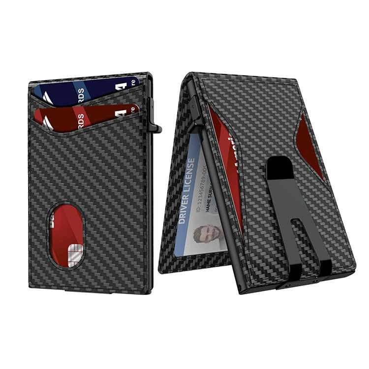 Men's RFID Blocking Wallet Slim Carbon Fiber Leather Bifold Card Holder Secure