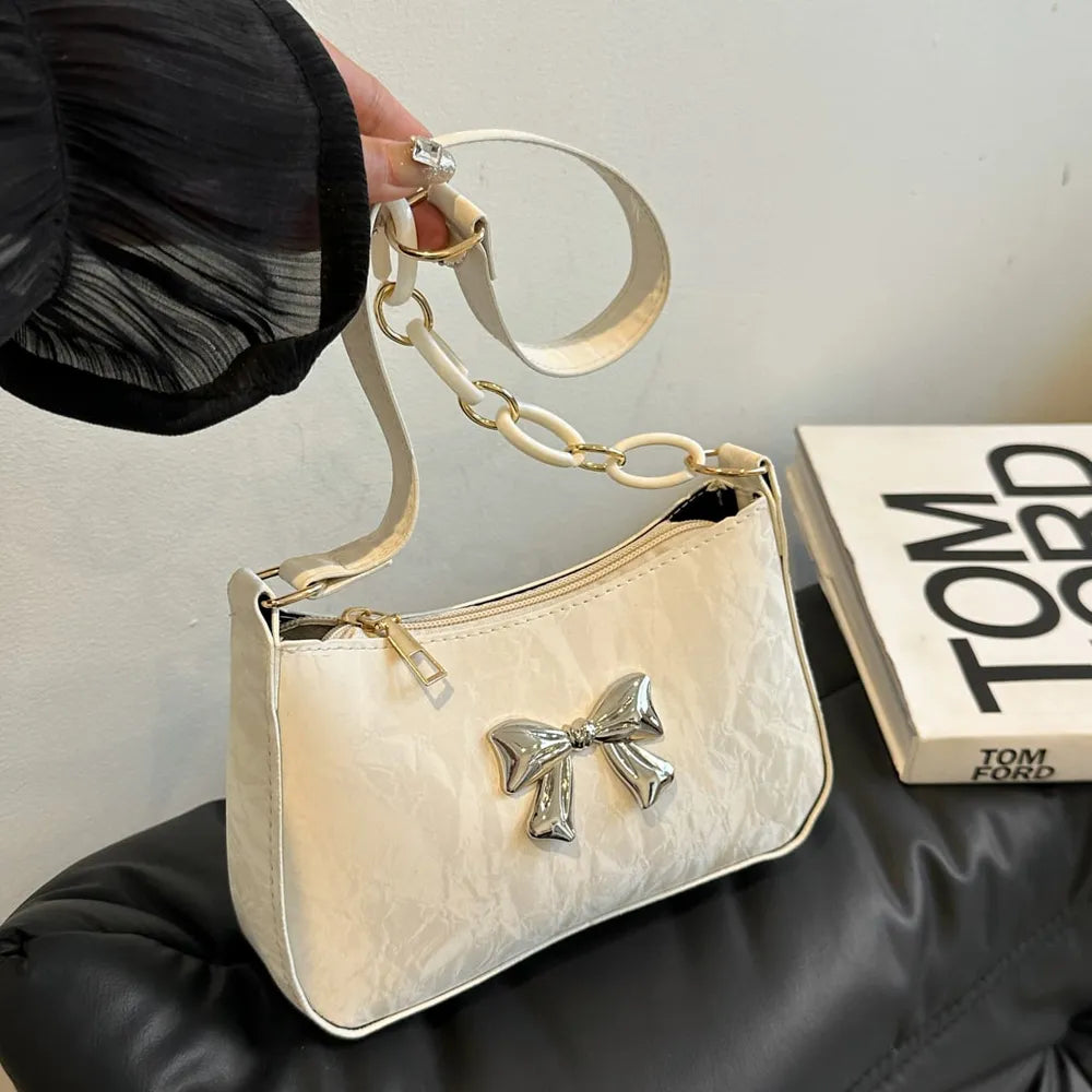 Faux Leather Shoulder Bag Women's Strap Metal Clasp Zip Closure Spacious Interior