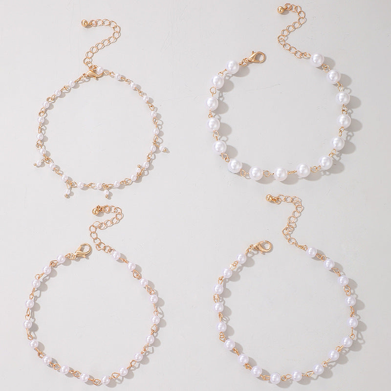 Multi-Layer Pearl Beaded Anklet Chain Womens Jewellery Jewelry Gift Dainty