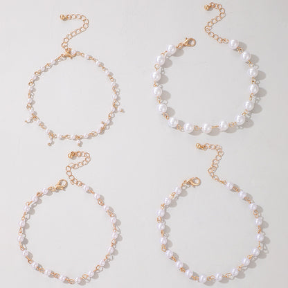 Multi-Layer Pearl Beaded Anklet Chain Womens Jewellery Jewelry Gift Dainty