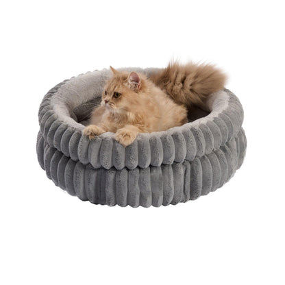 Round Plush Pet Bed Small Dogs Cats Thick Soft Sleep Cushion Comfort Washable