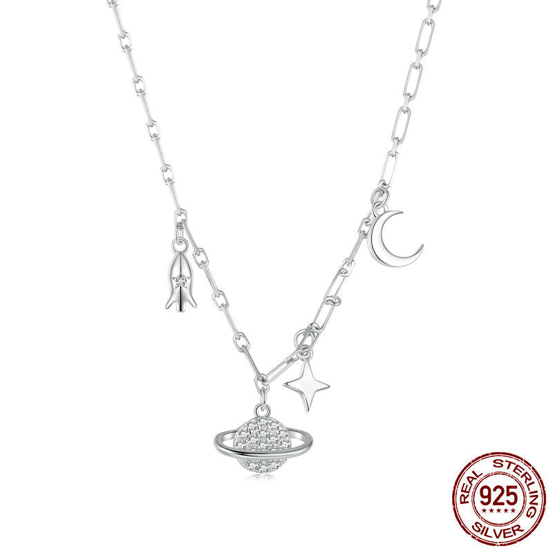 Women's 925 Sterling Silver Starry Sky Necklace Adjustable Distinctive Style