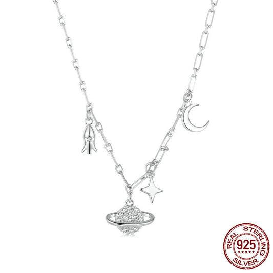 Women's 925 Sterling Silver Starry Sky Necklace Adjustable Distinctive Style