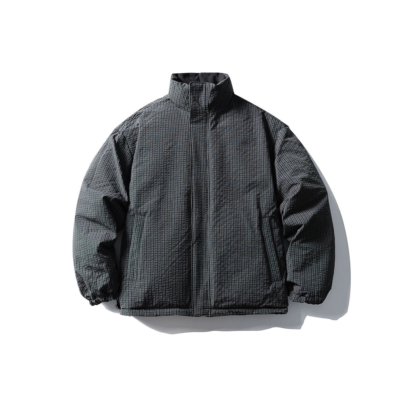 Men's Reversible High Collar Puffer Jacket Winter Coat with Durable Loose Fit