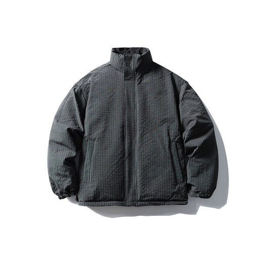 Men's Reversible High Collar Puffer Jacket Winter Coat with Durable Loose Fit