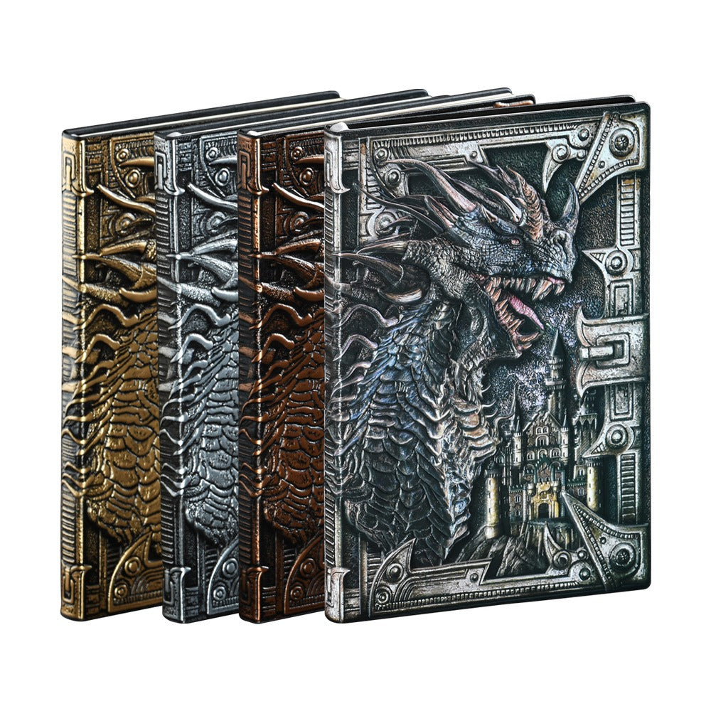 Retro Embossed Dragon Notebook A5 Journal with 3D Leather Cover Fire Fantasy