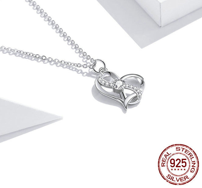 Sterling Silver Heart Pendant Necklace Luxurious Elegant Gift Women Jewellery