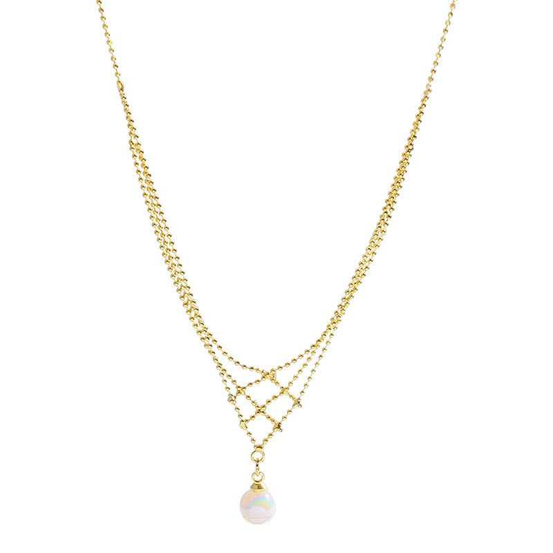 Gold Plated Pearl Lace Necklace Women's Multi-Layer Jewellery