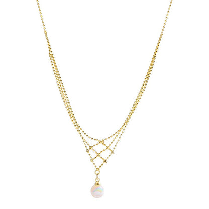 Gold Plated Pearl Lace Necklace Women's Multi-Layer Jewellery
