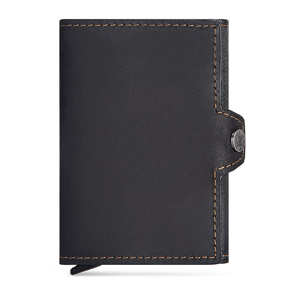 Men's Leather Card Holder Slim RFID Blocking Wallet Multiple Slots Secure Storage