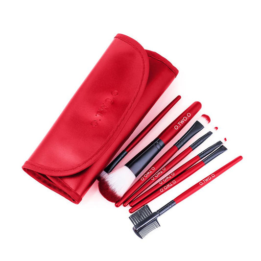 Vegan Synthetic Hair 7 Piece Makeup Brush Collection PU Leather Organizer Case