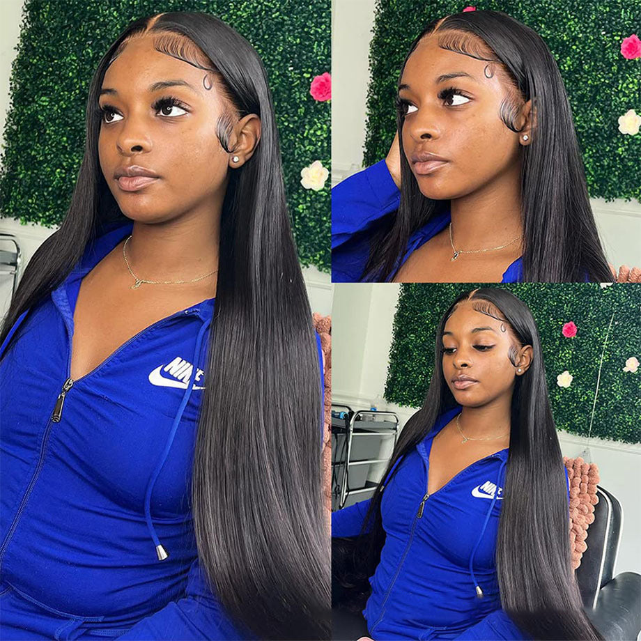 Straight Human Hair Wig Scalp Imitation Top Machine Crafted Lifelike Appearance
