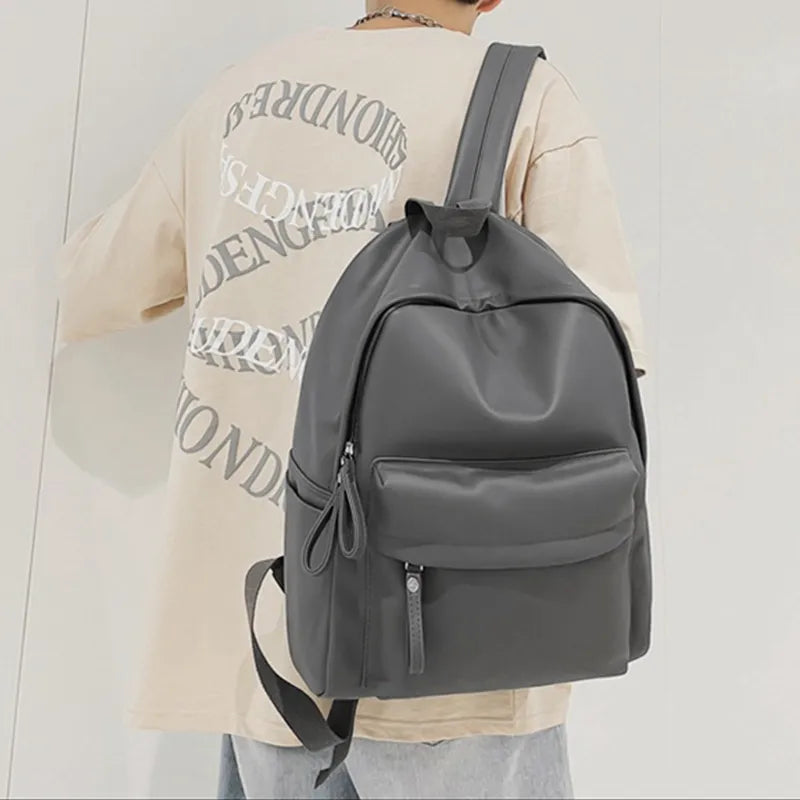Faux Leather Backpack Zip Closure Adjustable Shoulder Straps Durable Spacious