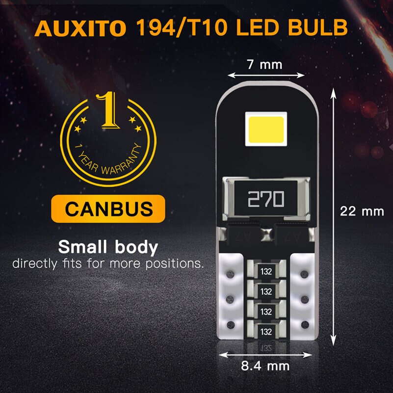 10Pcs W5W T10 LED Canbus Light Bulbs for Audi BMW VW Mercedes Car Interior