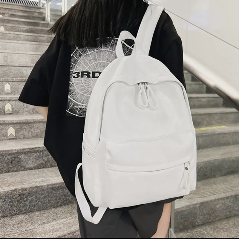 Faux Leather Backpack Zip Closure Adjustable Shoulder Straps Durable Spacious