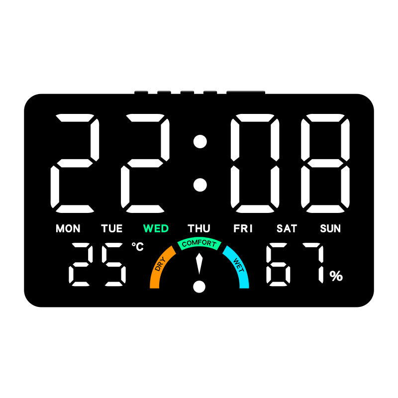 Digital Alarm Clock Temperature Humidity Display Dual Alarms LED Snooze Feature