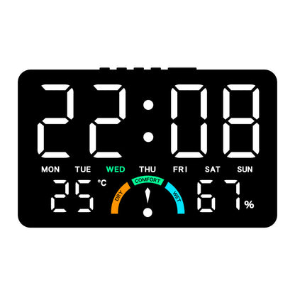 Digital Alarm Clock Temperature Humidity Display Dual Alarms LED Snooze Feature