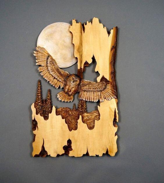 Animal Carving Wall Sculpture Handcrafted Artistic Home Decoration 38cm x 26cm