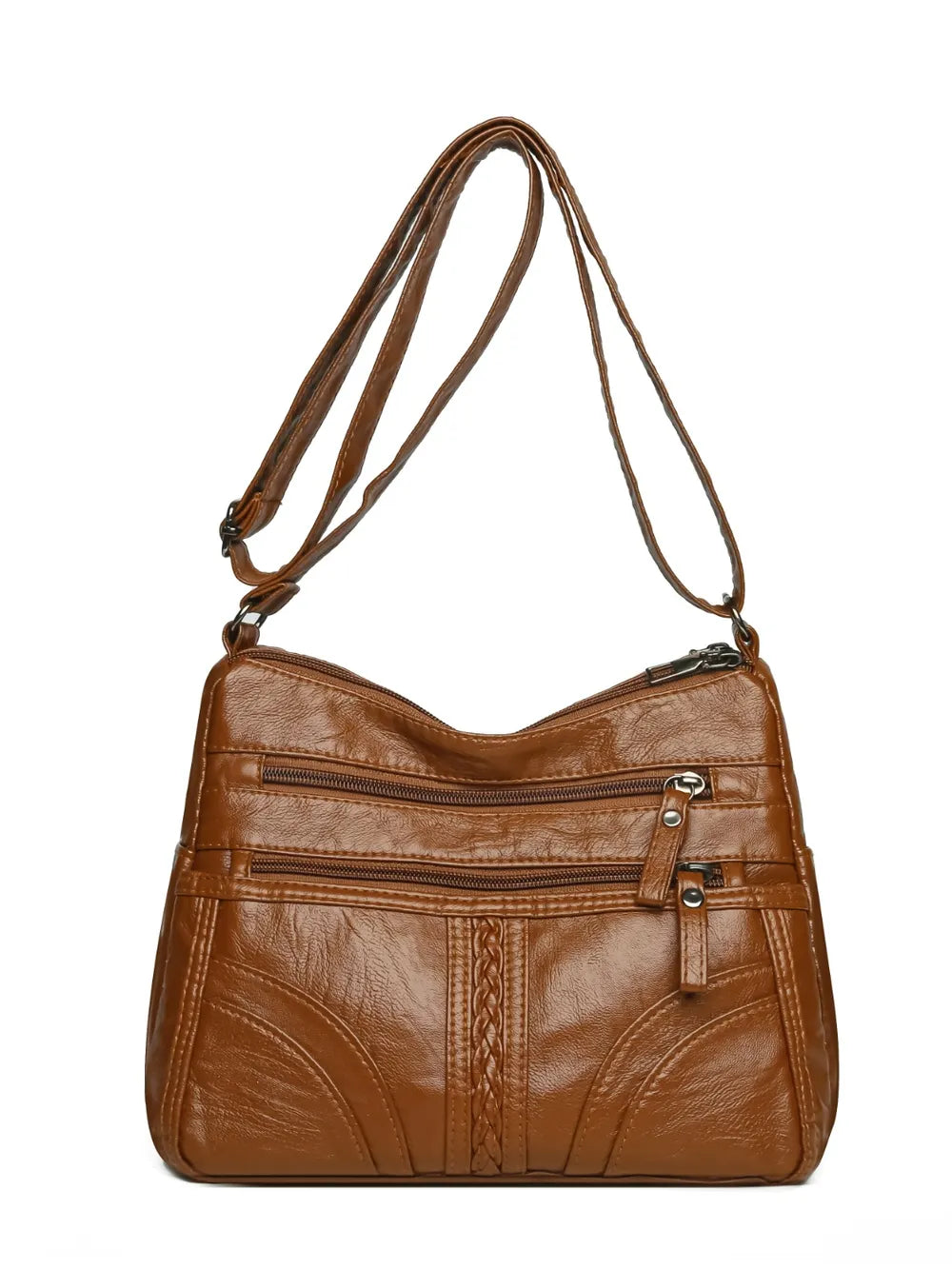 Faux Leather Adjustable Strap Shoulder Bag Medium Size Multiple Colours