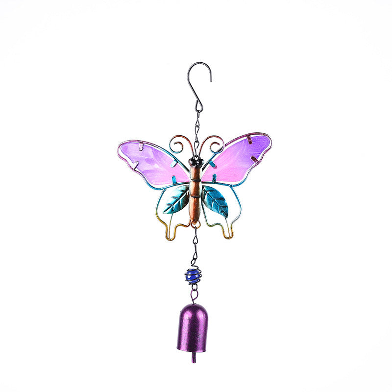 Butterfly Wind Chime Aluminium Tubes Painted Glass Home Decor Hanging Ornament
