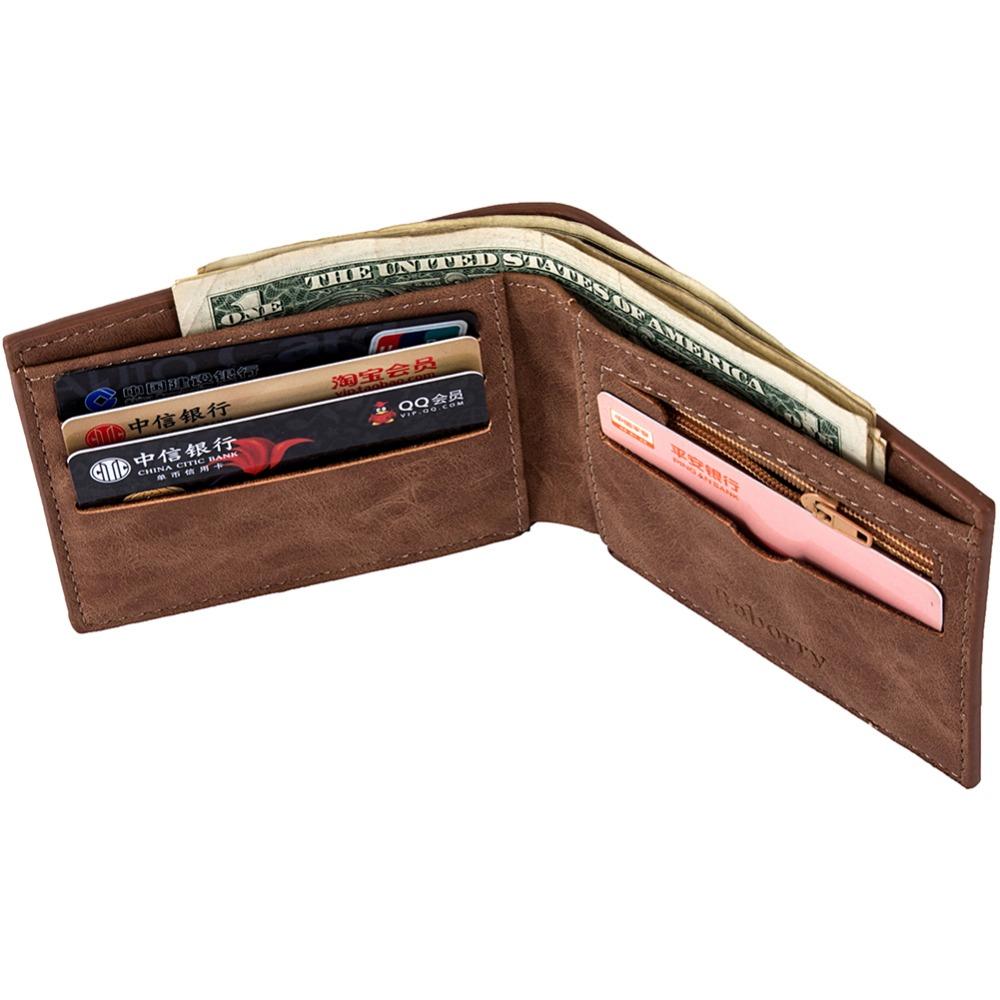 Men’s Wallet Coin Bag Zip Slim PU Leather Money Clip Card Holder Brown
